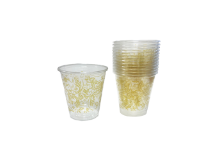 כוסות פלסטיק מעוטרות 3OZ - שקוף זהב